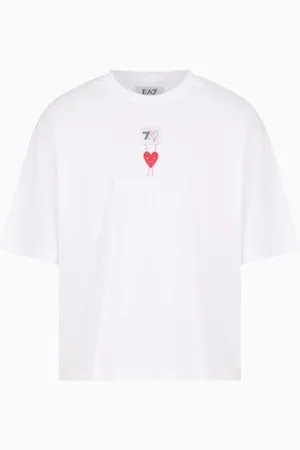 EA7 Unisex. 7X000038_AF13243 T-shirt de manga curta branca (XXL), , Casual, Algodão
