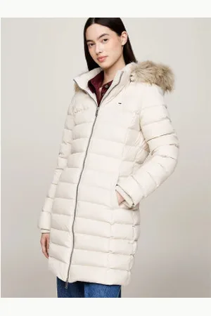 Tommy Hilfiger Para mulher. DW0DW18864 Casaco de penas com capuz e debrum (S), Casual, Polister Reciclado, Sustentável