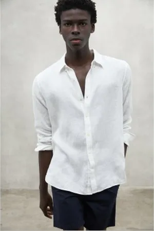 ECOALF Para homem. MCMGASRMALIB0725S25-000 Camisa Malibu branca (S), , Casual, Linho, Manga comprida, Sustentável