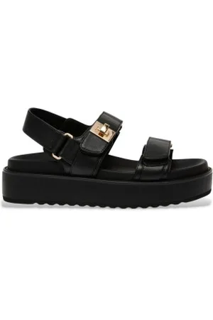 Steve Madden Para mulher. SM11003458 Sandálias Bigmona pretas (36), Couro, , 3 a 5cm, Fivela, Casual
