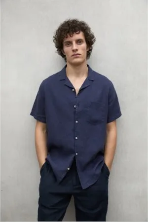 ECOALF Para homem. MCMGASRSUTAR0725S25-161 Camisa Sutar azul-marinho (XL), Casual, Linho, Manga curta, Sustentável