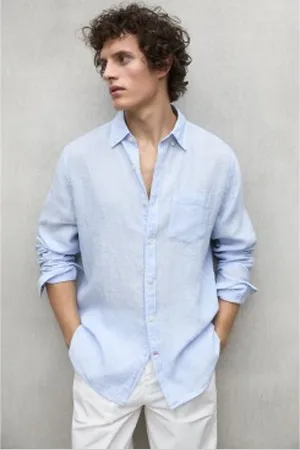 ECOALF Para homem. MCMGASRADANA0725S25-836 Camisola Adan branca, (S), Branco, Casual, Linho, Manga comprida, Sustentável