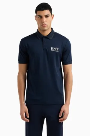 EA7 Para homem. 7M000300_AF13739 Pólo de manga curta Gold Label azul (3XL), Casual, Viscoso