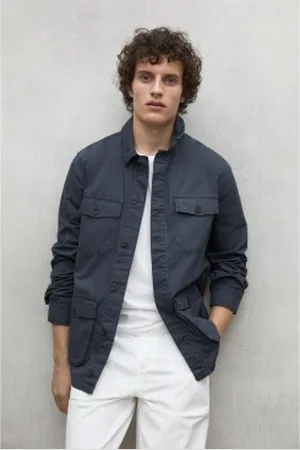 ECOALF Para homem. MCMGAJKSAHAR0753S25-161 Casaco Sahara azul-marinho (S), Casual, Algodão, Sustentável