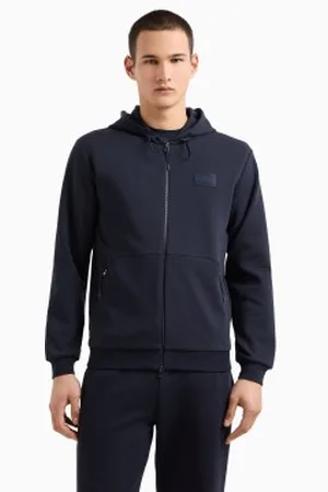 EA7 Para homem. 7M000094_AF12116 Sweatshirt com capuz Lux Identity em malha interlock azul-marinho (3XL), Casual, Esportivo, Algodão, Multis