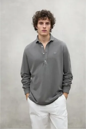 ECOALF Para homem. MCMGASRPOL000838S25-303 Camisa Pol Pique cinzenta (L), Casual, , Manga comprida, Algodão orgânico, Sustentável