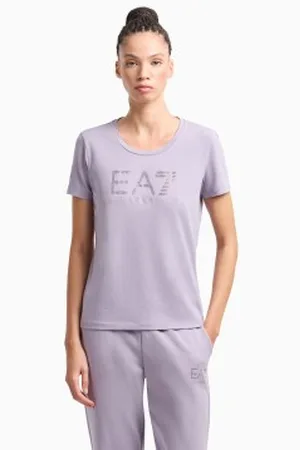 EA7 Para mulher. 7W000094_AF10373 T-shirt da série Logo (L), Casual, Algodão, Manga curta