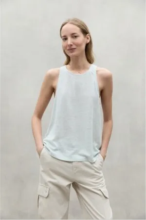 ECOALF Para mulher. MCWGATSHALDE0128S24-149 T-shirt Halden azul claro (XL), Casual, Linho, Sem mangas / correias