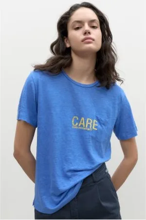 ECOALF Para mulher. GATSLISBO0128WS23-407 T-shirt Lisboaalf azul (XS), Casual, Linho, Sustentável