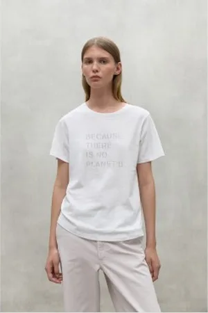 ECOALF Para mulher. MCWGATSAMBEL0123W24-000 T-shirt Ambel branca (L), , Casual, Manga curta, Algodão orgânico, Sustentável