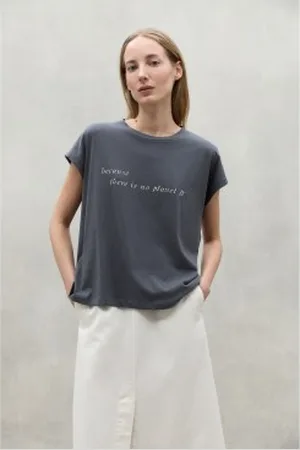 ECOALF Para mulher. MCWGATSENNIS0804S24-179 T-shirt Ennis -cinzenta (S), Casual, Cinza, Manga curta, Algodão orgânico, Sustentável, Algo