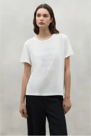 ECOALF Para mulher. MCWGATSLOVIS0123S24-510 T-shirt Lovisa branca (L), , Casual, Manga curta, Algodão orgânico, Sustentável