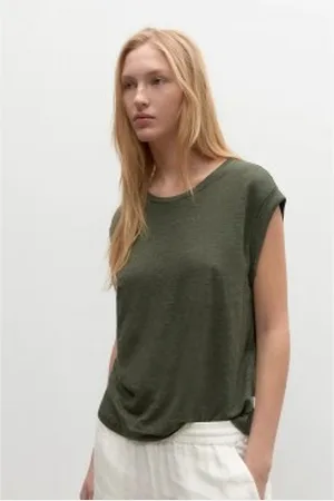ECOALF Para mulher. GATSAVEIR0128WS23-128 T-shirt verde Aveiroalf (XS), Casual, Linho, Sustentável