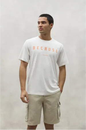 ECOALF Para homem. MCMGATSCOMOT0803S24-000 T-shirt As white (L), , Casual, Manga curta, Algodão orgânico, Sustentável, Algodão Recicla