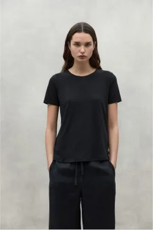 ECOALF Para mulher. MCWGATSLAKE00824S24-319 T-shirt Lake preta (S), , Casual, Algodão, Manga curta