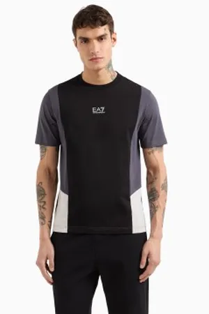 EA7 Para homem. 7M000276_AF12874 T-shirt de corte regular preta (3XL), , Casual, Algodão, Manga curta