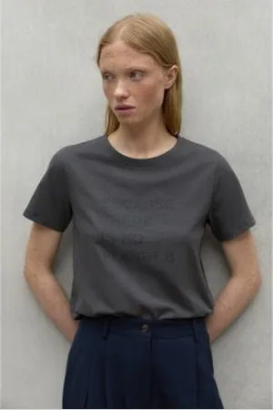 ECOALF Para mulher. MCWGATSAMBEL0123W24-303 T-shirt Ambel cinzenta (XS), Casual, , Manga curta, Algodão orgânico, Sustentável