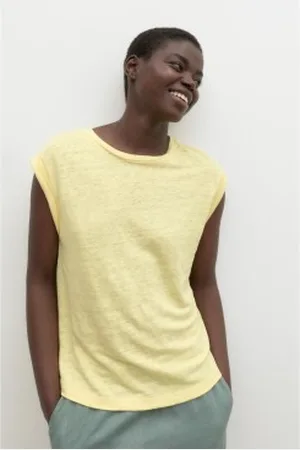 ECOALF Para mulher. GATSAVEIR0128WS23-528 T-shirt meio amarela de Aveiro (XS), Casual, Amarelo, Linho, Sustentável
