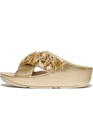 FitFlop Para mulher. HI8-675 Sandálias com contas Gold Rumba (36), , 1 a 3cm, Nenhum, Casual