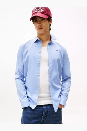 Tommy Hilfiger Para homem. DM0DM04405 Camisa Popeln Original Alfazema Esticada (S), Casual, Algodão, Manga comprida