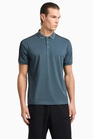 EA7 Para homem. 7M000139_AF10375 Logótipo da série Polo cinzento (3XL), Casual, , Algodão, Manga curta