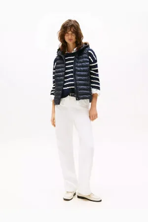 Tommy Hilfiger Para mulher. WW0WW42051 Colete acolchoado para baixo azul-marinho (M), Casual, Sem mangas / correias, Polister Reciclado, Sus