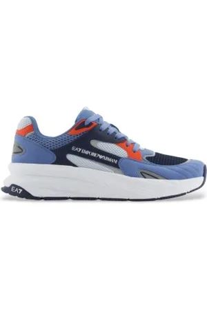 EA7 Unisex. X8X178_XK382 Crusher Sonic Mix sapatos de couro azul (44), Plano, Cordão, Casual