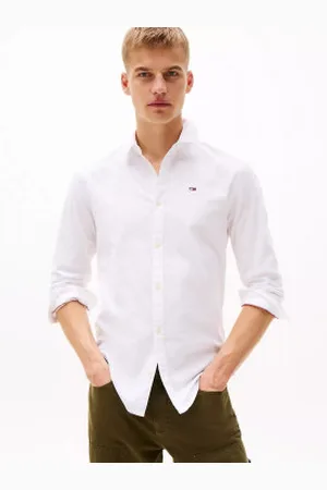 Tommy Hilfiger Para homem. DM0DM09594 TJM Slim Stretch Oxford Shirt branca (XXL), , Casual, Algodão, Elastan, Manga comprida, Algodão org