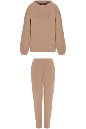 EA7 Para mulher. 7W000194_AF12643 Fato de treino em tecido interlock castanho (L), , Casual, Esportivo, Multisport, Modal, Manga compr