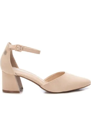 Refresh Para mulher. 17258303-BEIGE Sapatos de couro 172583 bege (37), 5 a 8cm, Camurça, Fivela, Casual, Sapatos de Festa