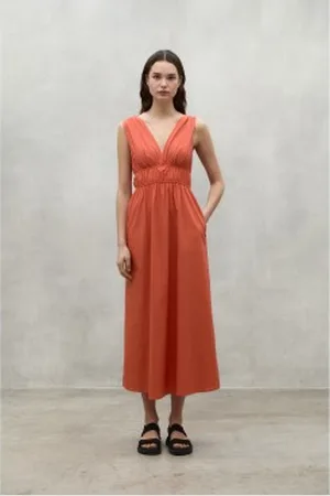 ECOALF Para mulher. MCWGADRBORNI0349S24-275 Vestido Bornite (L), Casual, Laranja, Sem mangas / correias, Lyocell, Algodão orgânico