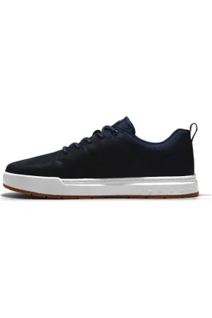 Timberland Para homem. TB0A5Z1F4101 Sapatilhas de cano baixo em pele Maple Grove azul-marinho com atacadores (50), Couro, Plano, Cordão, Cas