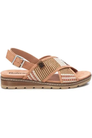 Refresh Para mulher. 17182401-TAUPE Sandálias em pele 171824 (37), Marrom, 1 a 3cm, Camurça, Fivela, Casual