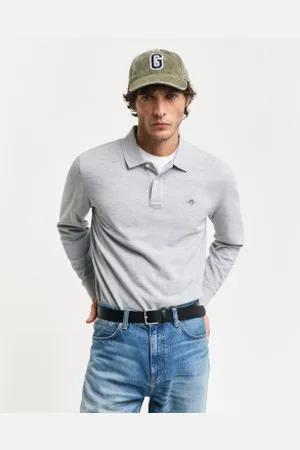 GANT Para homem. 2230 Polo Shield Pique cinzento (L), Casual, , Algodão, Manga comprida
