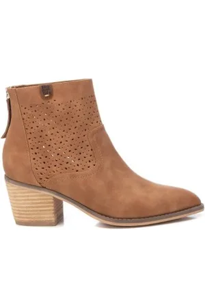 Refresh Para mulher. 17154603-CAMEL Botins 171546 -Altura do salto: 6cm (36), , 5 a 8cm, Zíper, Casual, Imitação de couro