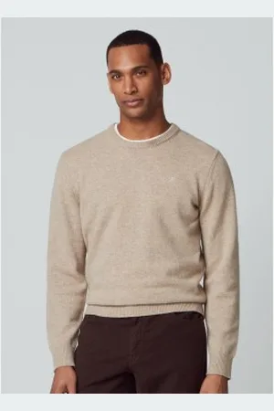 Hackett Para homem. HM703019 Camisola de lã de ovelha (S), Marrom, Bege, Casual, Clássico, Manga comprida