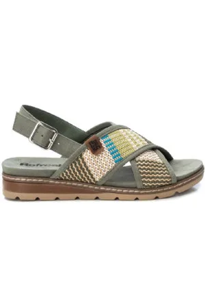 Refresh Para mulher. 17182403-KAKI Sandálias em pele 171824 (37), 1 a 3cm, Camurça, Fivela, Casual