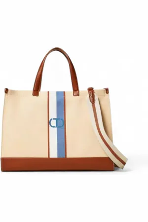 Twin-Set Para mulher. 251TB7080 Saco de compras em lona com T oval bege (OSFA), Casual, Poliéster