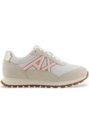 Armani Exchange Para mulher. XDX193XV942U601 Sapatilhas com logótipo bege (36), Plano, Cordão, Casual