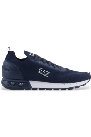 EA7 Unisex. X8X171_XK373 Sapatilhas Legacy Knit azul-marinho (41 1/3), Plano, Cordão, Casual