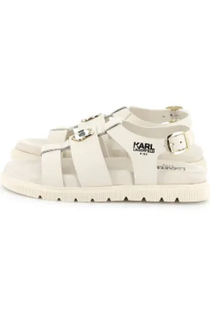 Karl Lagerfeld Para menina. Z30372 Sandálias de couro bege (28), Fivela, Casual, moda infantil
