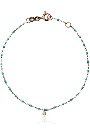 GIGI CLOZEAU 18kt rose gold turquoise beaded single diamond bracelet