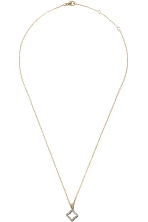David Yurman 18kt yellow Cable Collectibles Quatrefoil diamond necklace