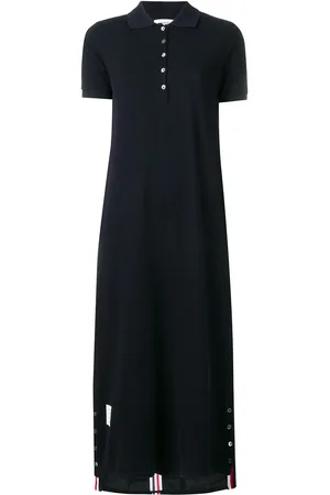 Thom Browne Center-Back Stripe Piqu?? Polo Dress