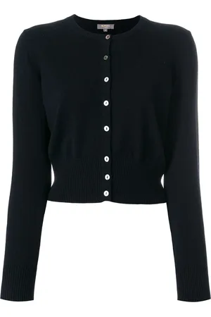 N.PEAL Cropped contrast button cardigan