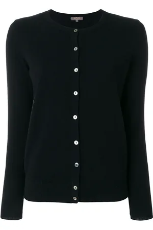 N.PEAL Round neck contrast button cardigan