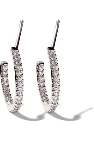 De Beers 18kt white gold Micropav?? hoop diamond earrings