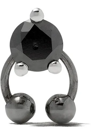 DELFINA DELETTREZ Farfetch Exclusive 18kt white gold Two In One Pierced Black Diamond stud