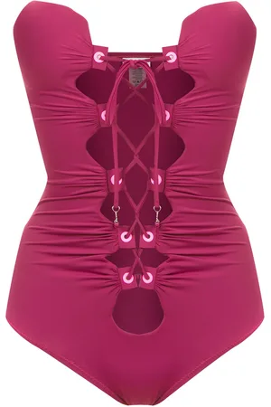 AMIR SLAMA Lace up detail swimsuit