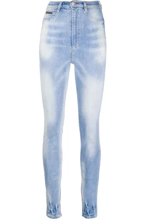 Philipp Plein Faded embroidered detail jeans